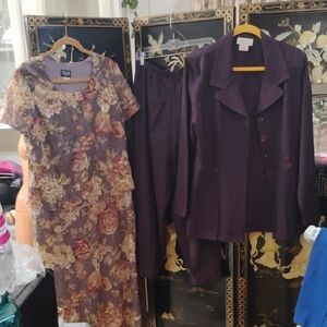 Floral Dress and Purple Suit Set
